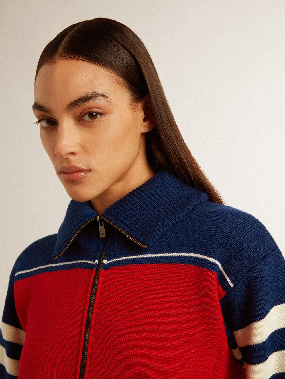 Women’s multicolor striped wool cropped sweatshirt