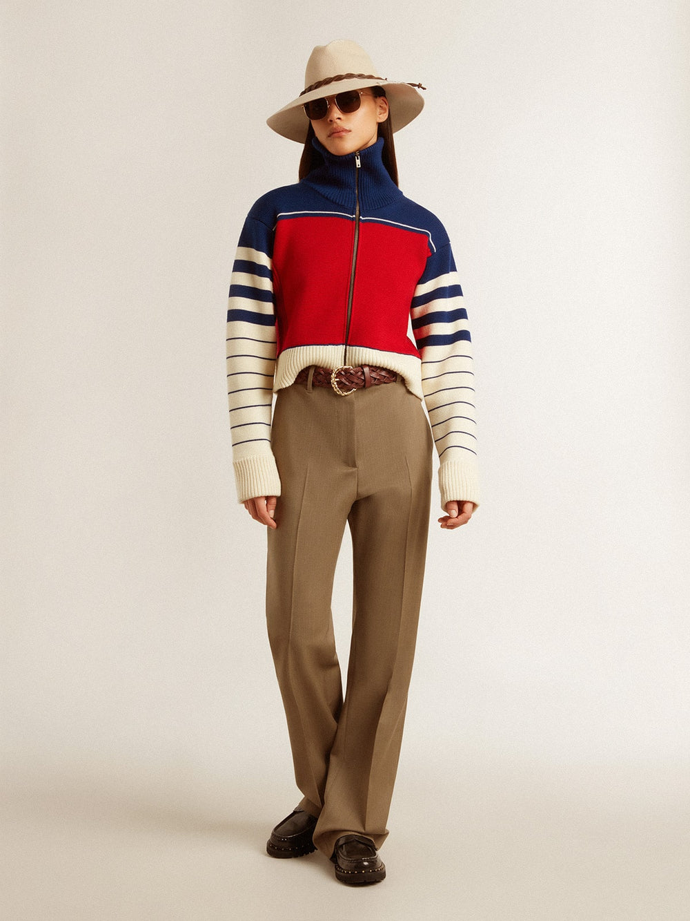 Women’s multicolor striped wool cropped sweatshirt