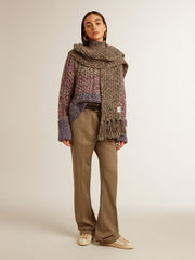 Women's multicolored high neck sweater with mouliné yarn