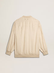 Women's silk and viscose cardigan with pinstripe motif