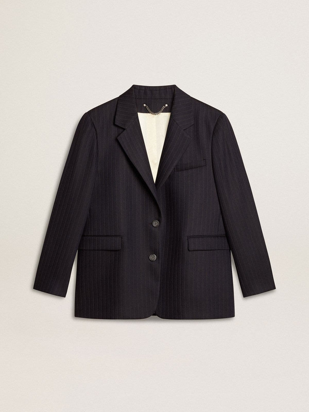 Women's midnight blue wool single-breasted blazer