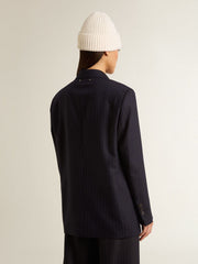 Women's midnight blue wool single-breasted blazer