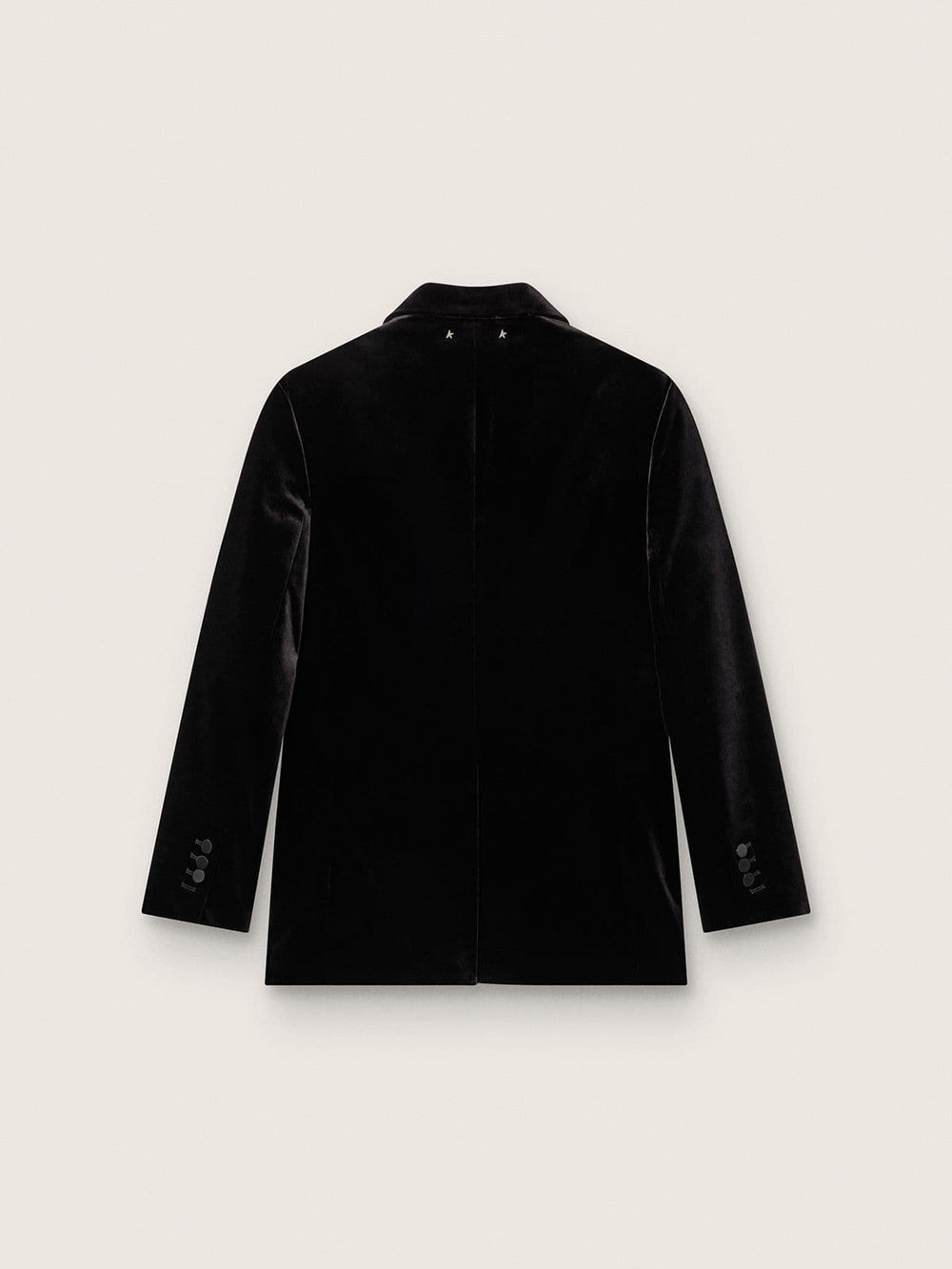 Women's double-breasted jacket in black velvet with black satin lapels