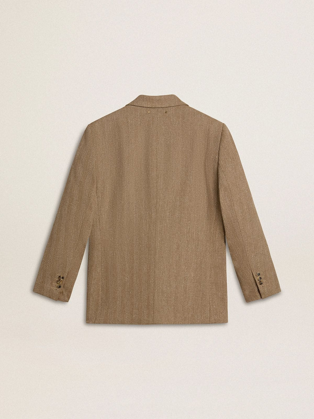 Women's single-breasted blazer in sand-colored herringbone