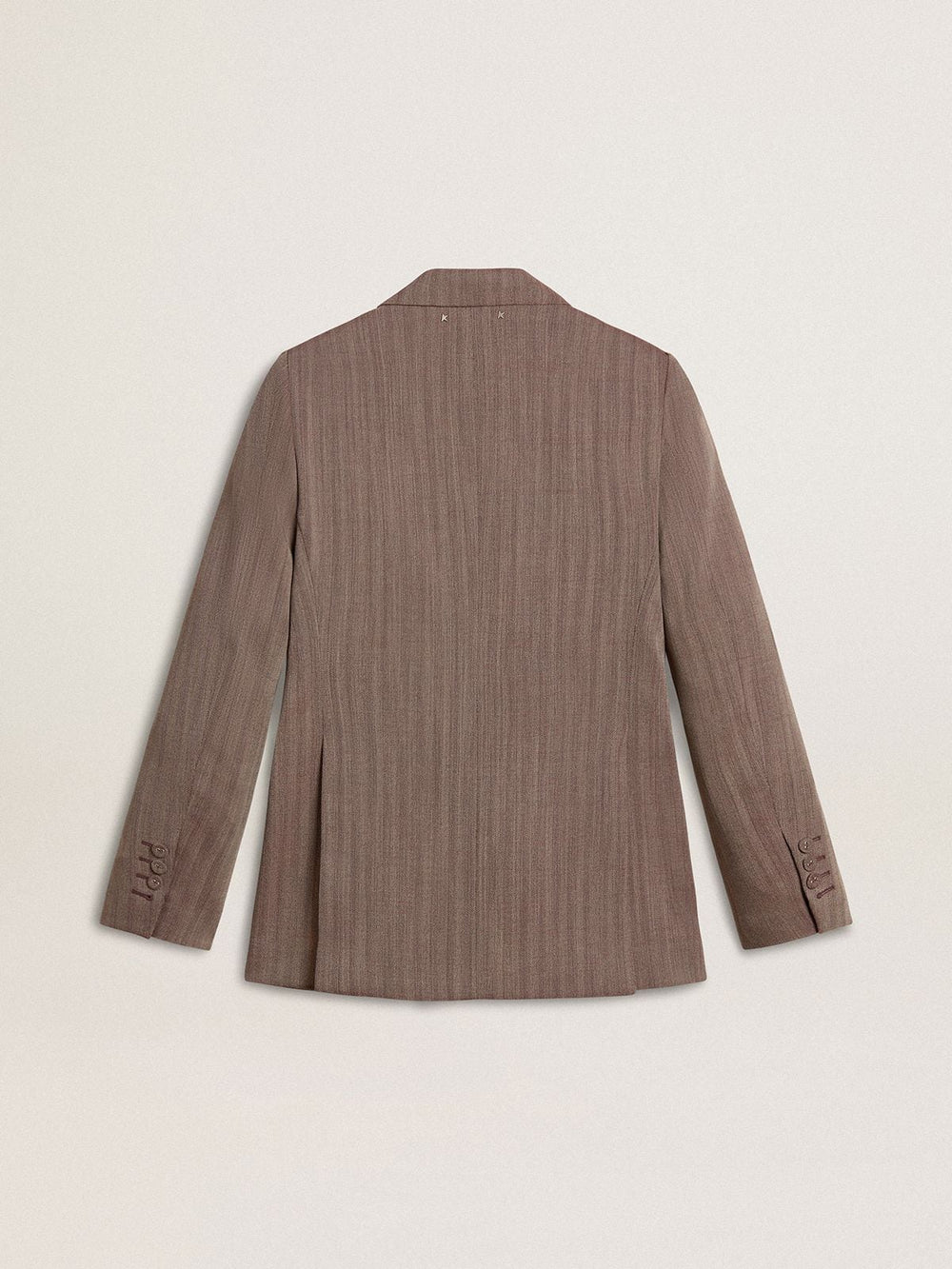Women's double-breasted blazer in beige chevron wool blend