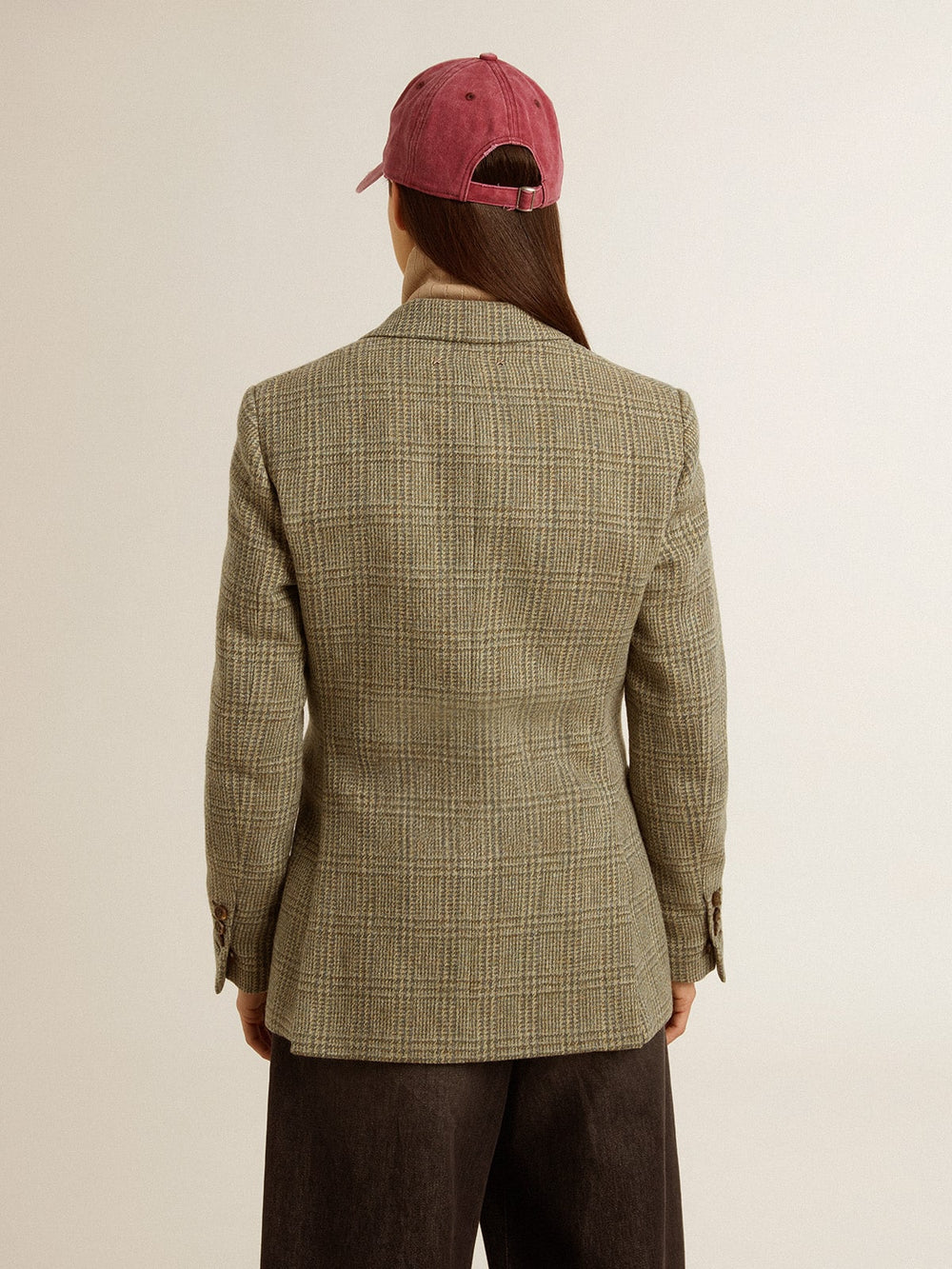 Women's double-breasted blazer in Shetland wool