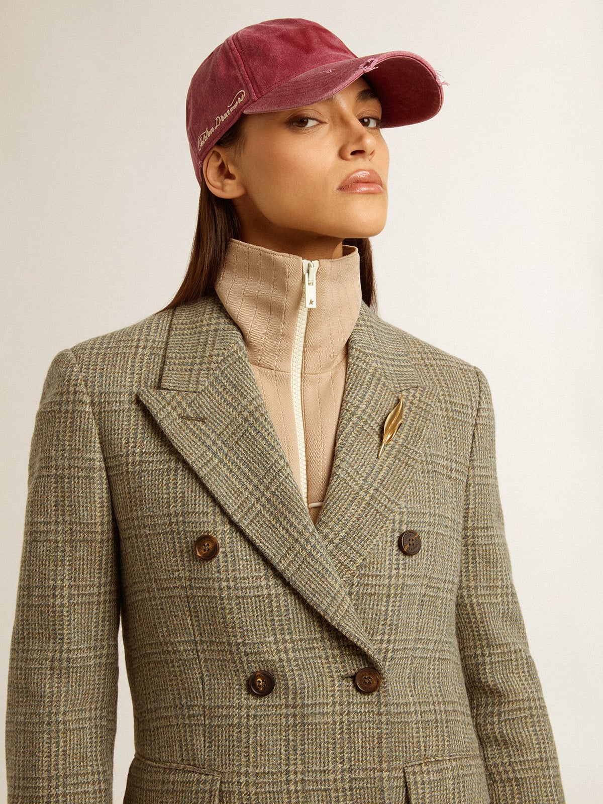 Women's double-breasted blazer in Shetland wool