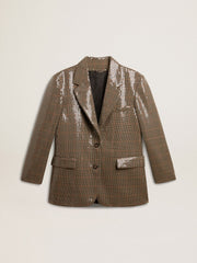Women's houndstooth jacket with all-over sequin embroidery