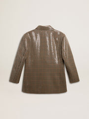 Women's houndstooth jacket with all-over sequin embroidery