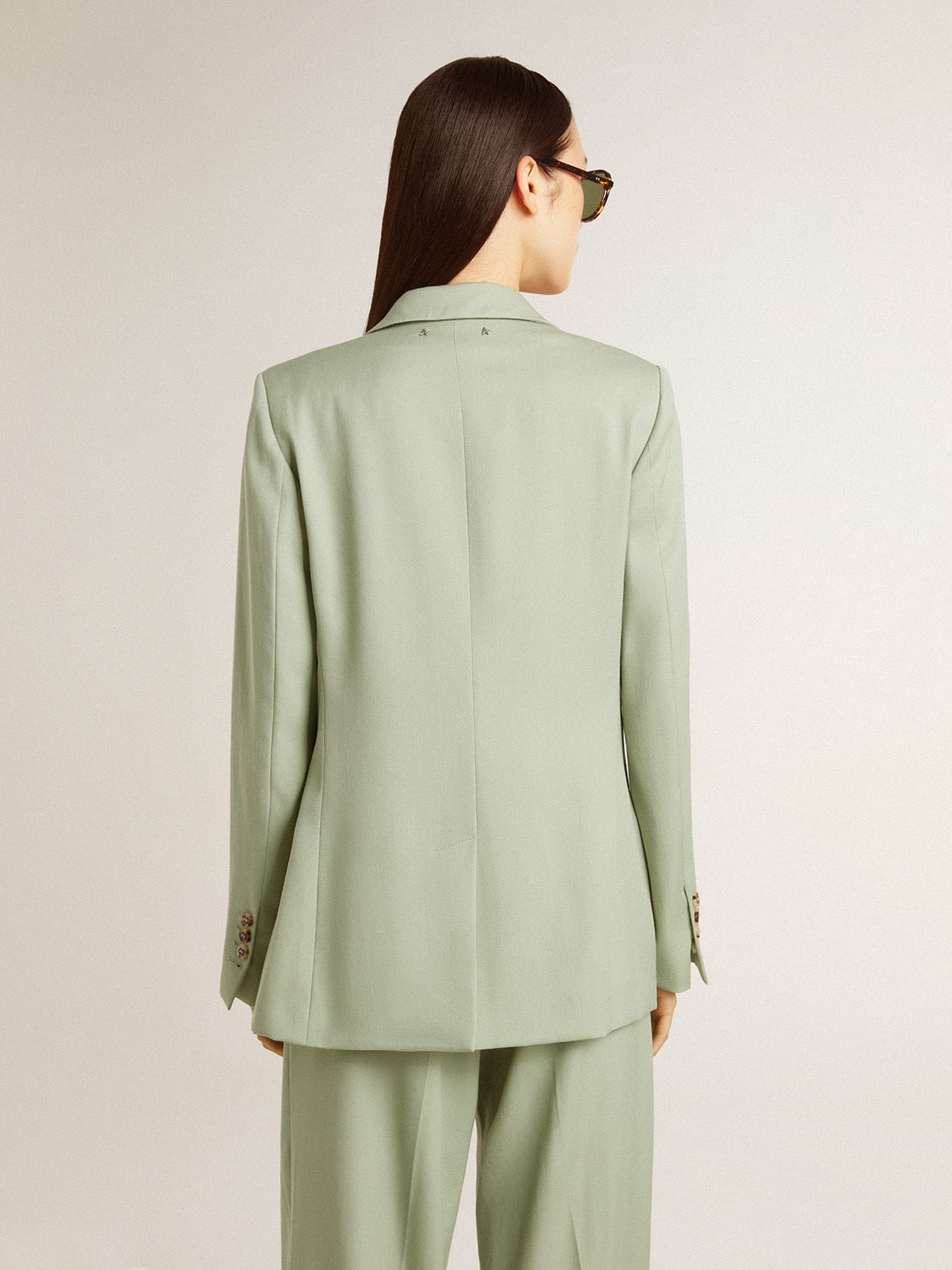 Women's blazer jacket in sage-green wool
