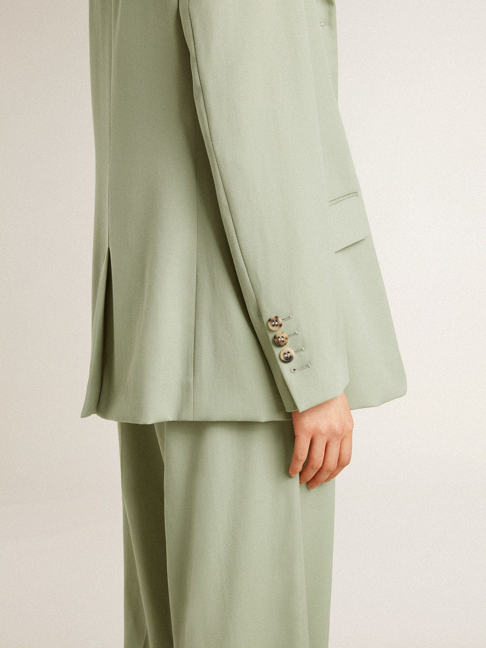 Women's blazer jacket in sage-green wool