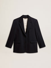 Women’s dark blue wool-blend blazer jacket