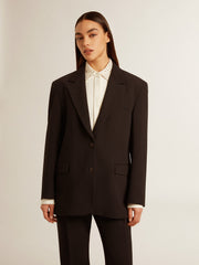 Women’s dark blue wool-blend blazer jacket