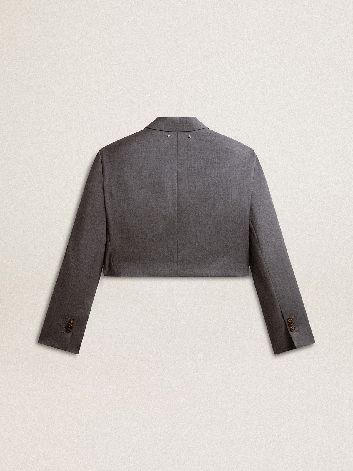 Women's single-breasted cropped jacket in baby blue wool