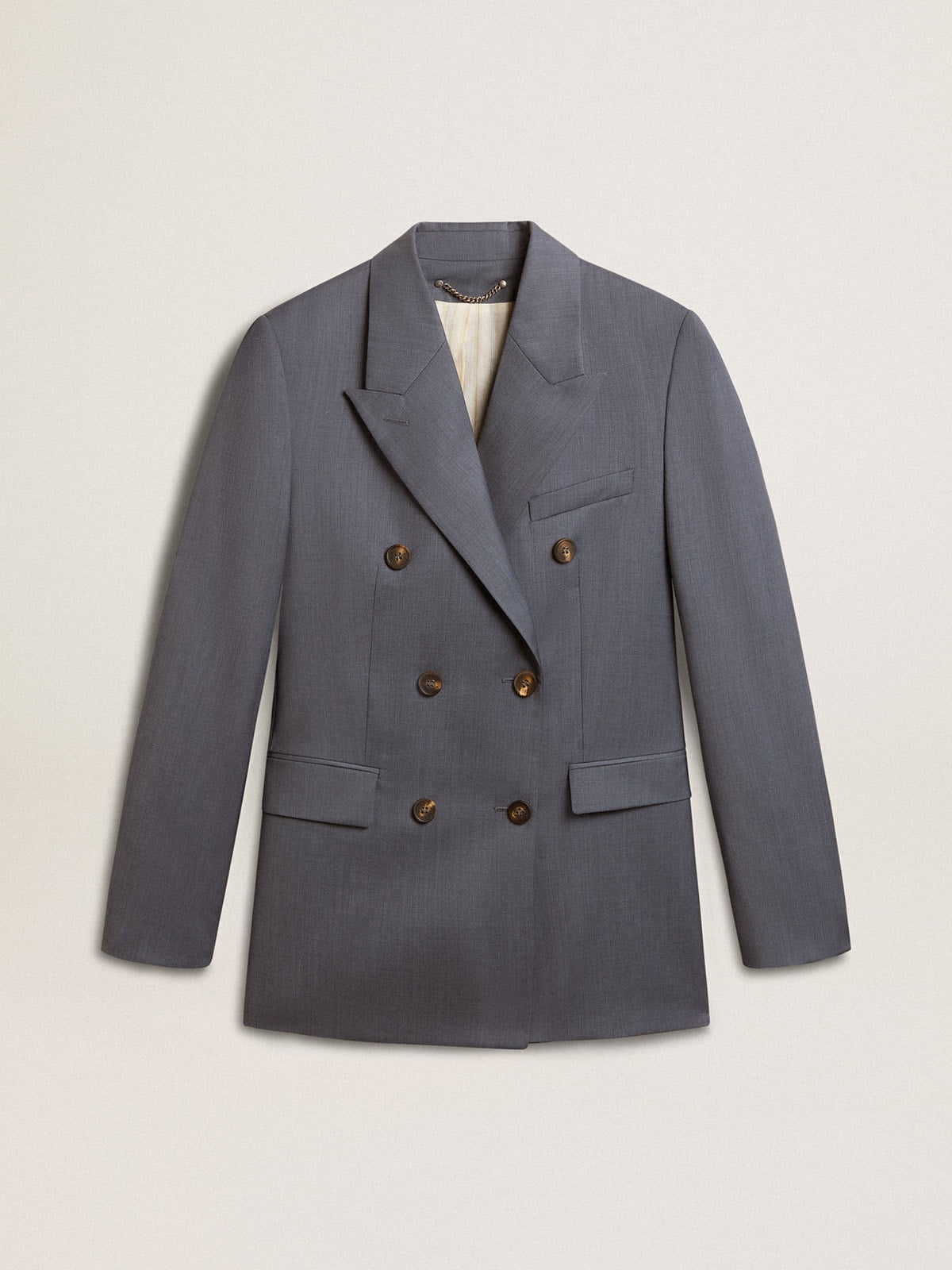 Women's double-breasted blazer in baby blue