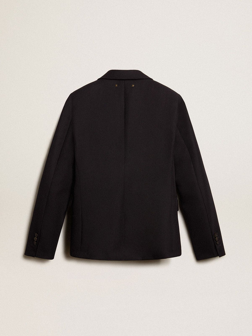 Women’s single-breasted blazer in dark blue wool gabardine