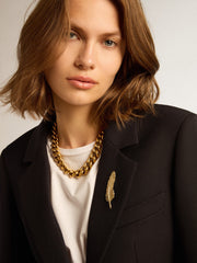 Women’s single-breasted blazer in dark blue wool gabardine