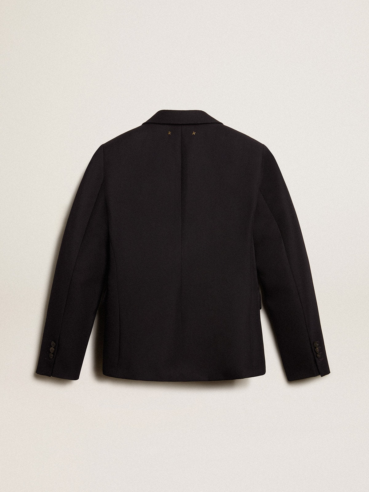 Women’s single-breasted blazer in dark blue wool gabardine