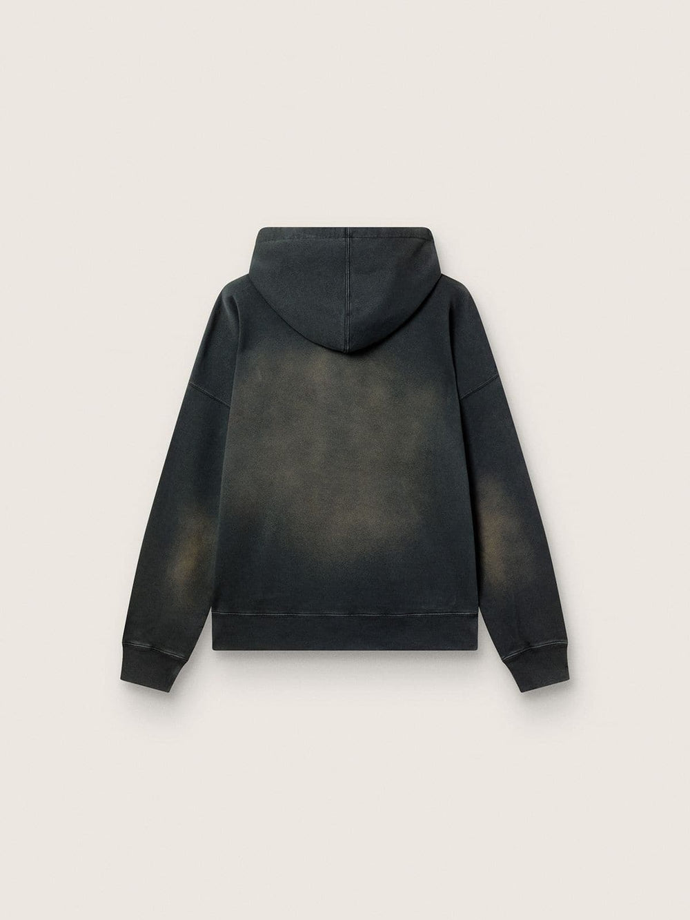 Unisex hooded sweatshirt in black cotton with a bleached effect