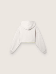 Star women’s cropped hooded sweatshirt in gray melange cotton