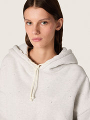 Star women’s cropped hooded sweatshirt in gray melange cotton