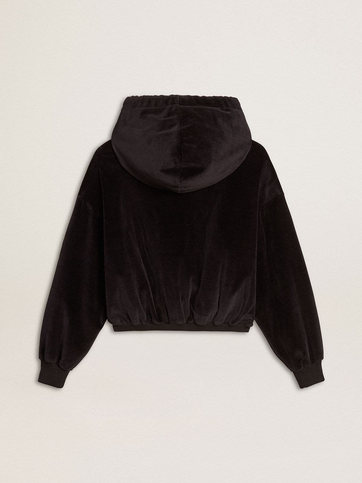 Women's black cotton-blend hoodie with zip