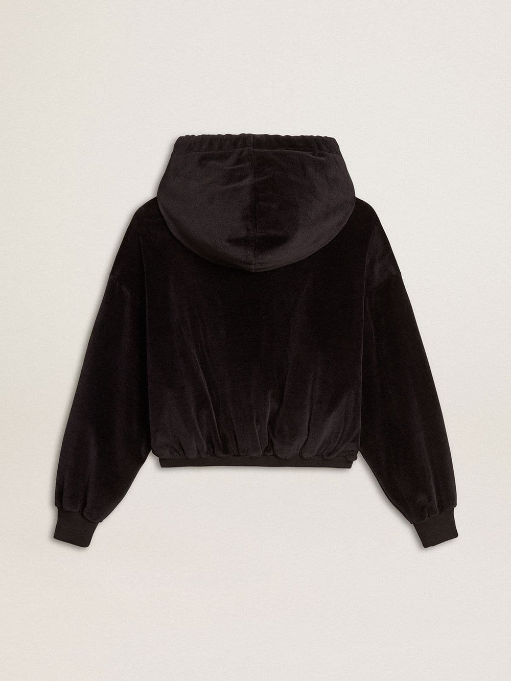 Women's black cotton-blend hoodie with zip