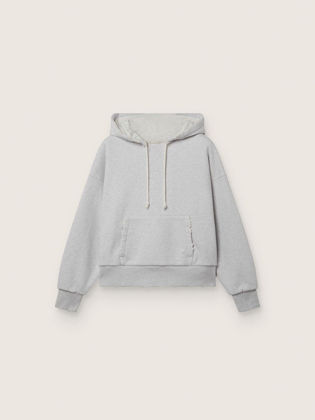 Star unisex hooded sweatshirt in gray melange cotton