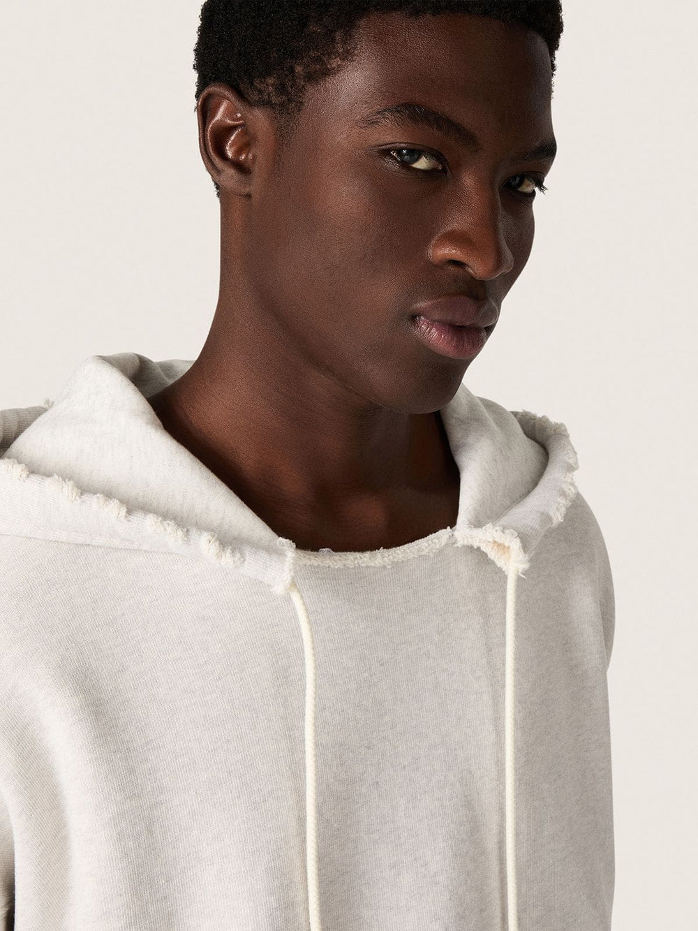 Star unisex hooded sweatshirt in gray melange cotton