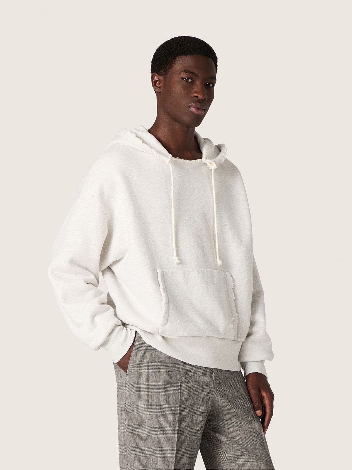 Star unisex hooded sweatshirt in gray melange cotton