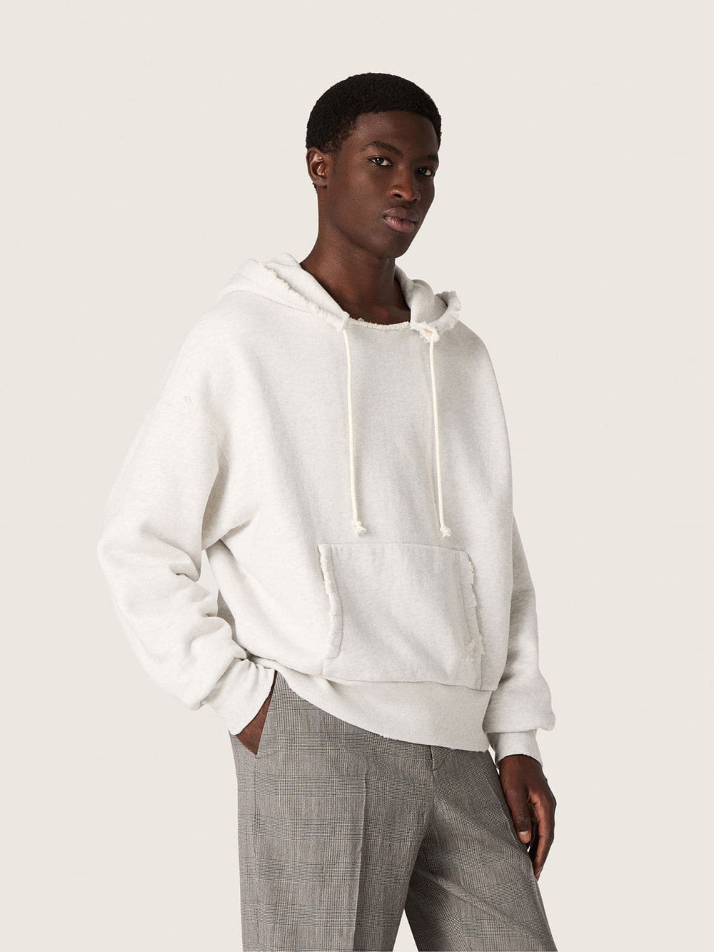 Star unisex hooded sweatshirt in gray melange cotton