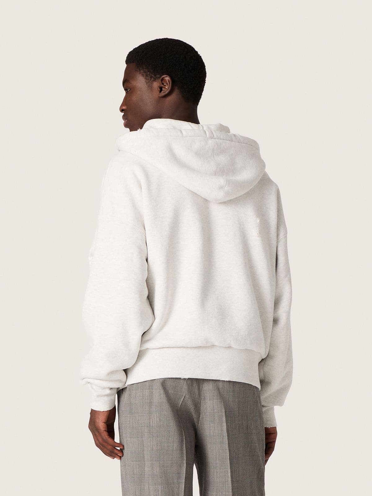 Star unisex hooded sweatshirt in gray melange cotton