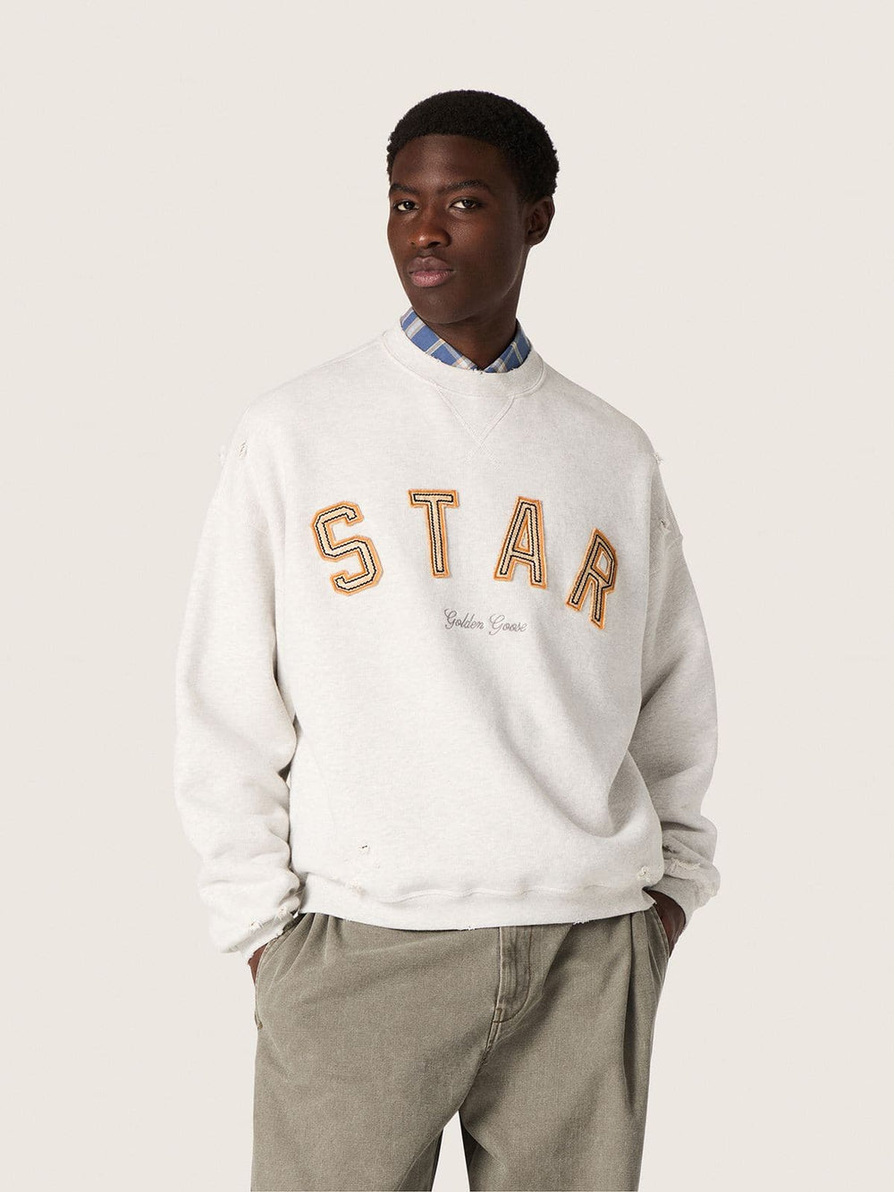 Star unisex sweatshirt in gray melange cotton with 'Star' embroidery