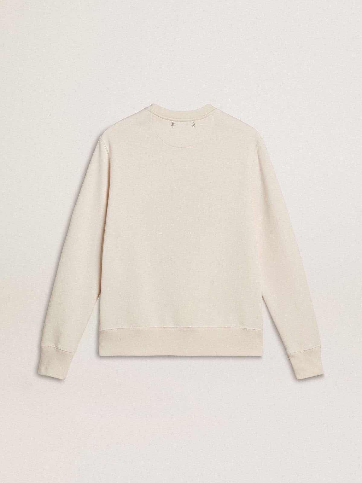 Women’s worn-white cotton sweatshirt with embroidery
