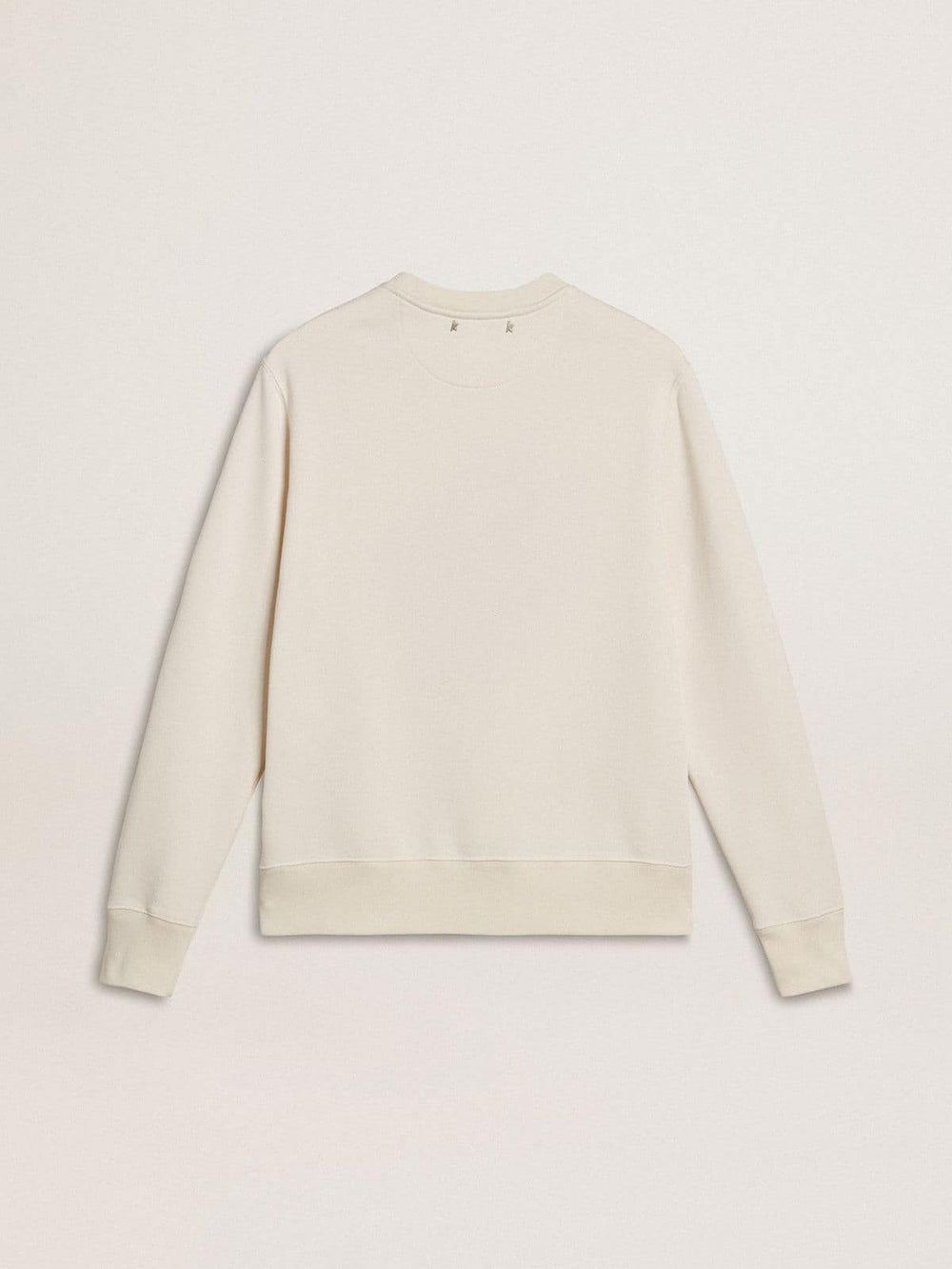 Women’s worn-white cotton sweatshirt with embroidery