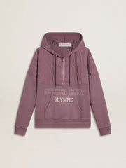 Unisex mauve cotton sweatshirt with print on the front