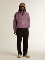 Unisex mauve cotton sweatshirt with print on the front