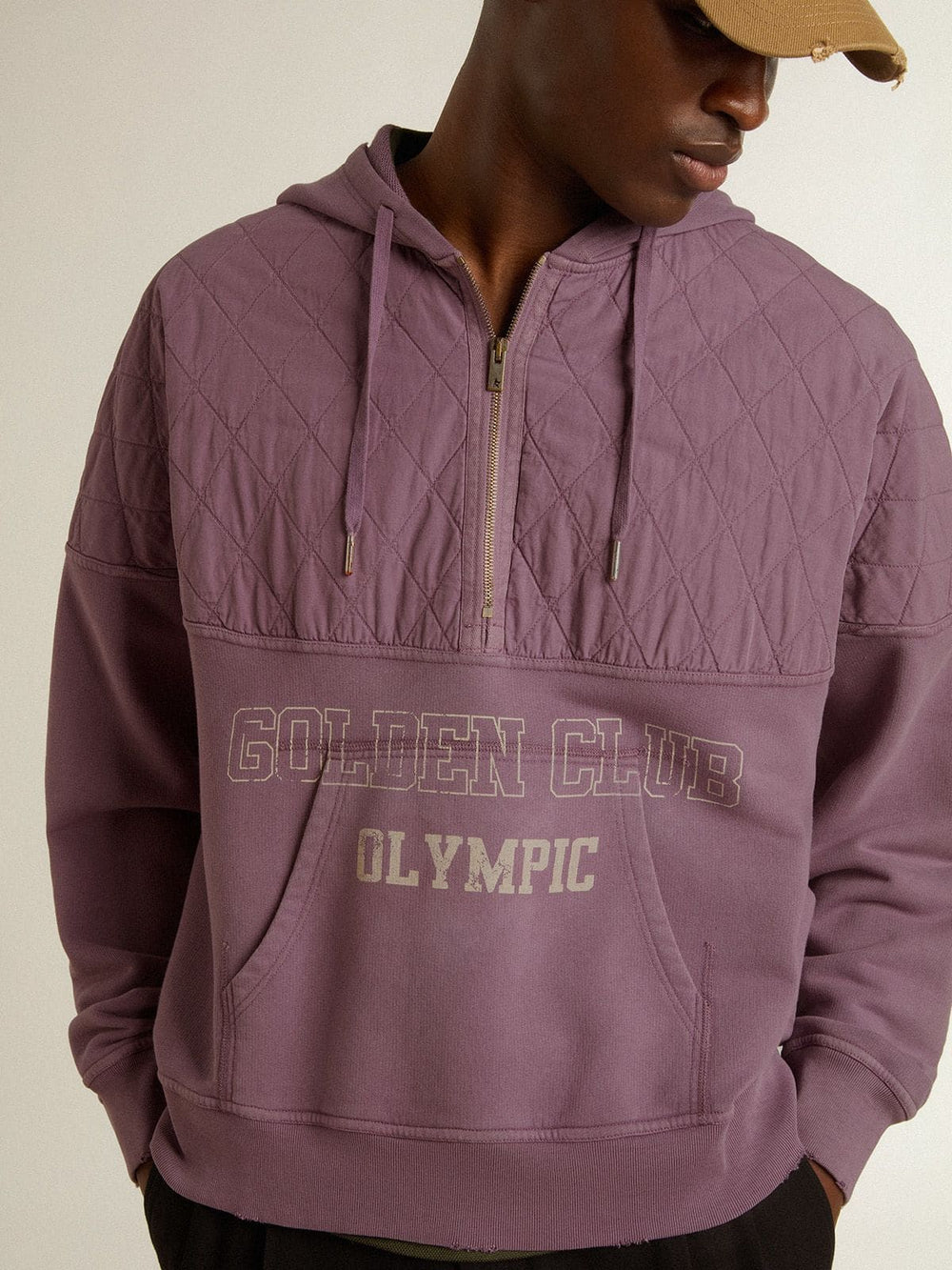 Unisex mauve cotton sweatshirt with print on the front