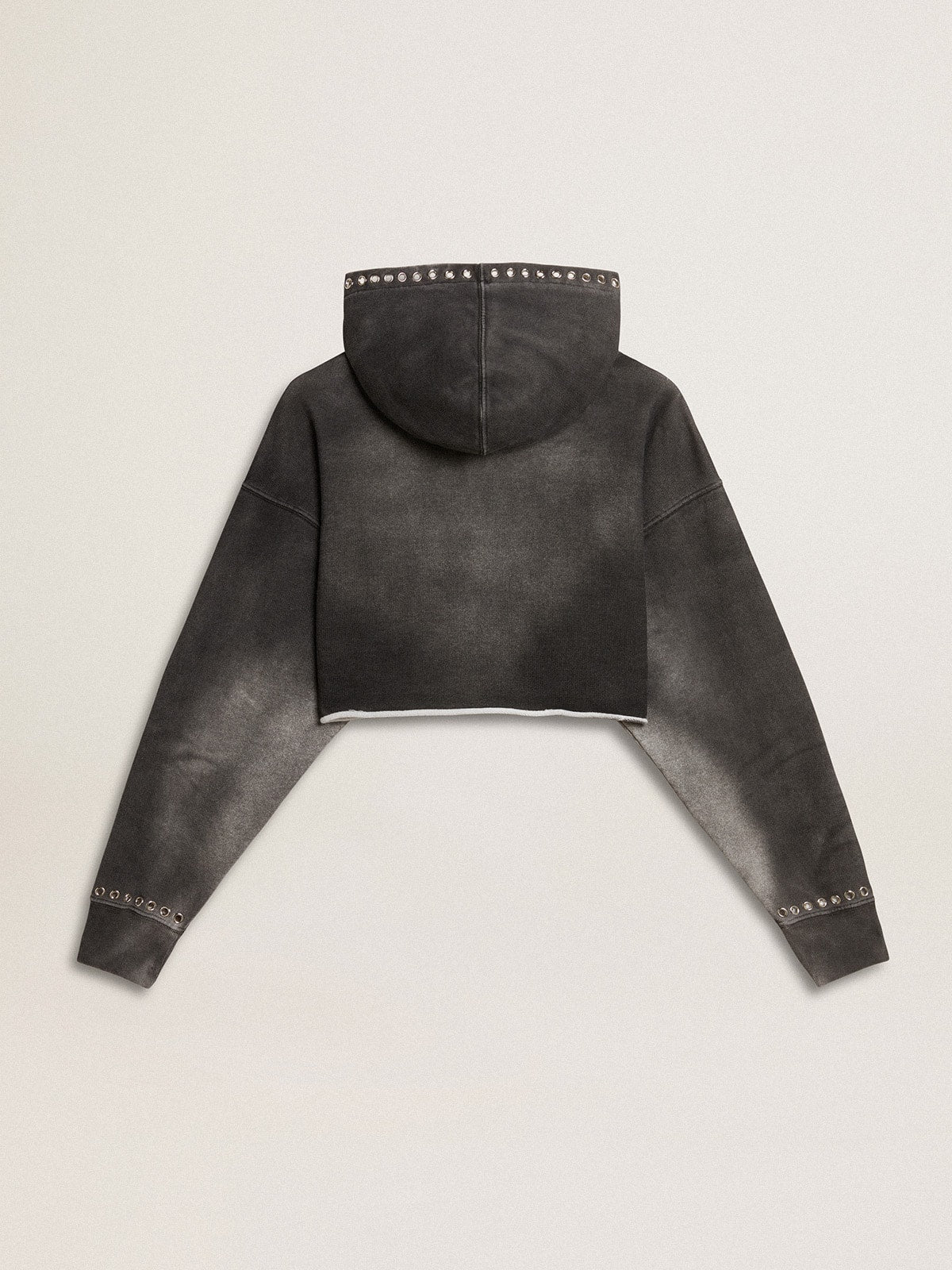 Gray cropped sweatshirt with a lived-in effect