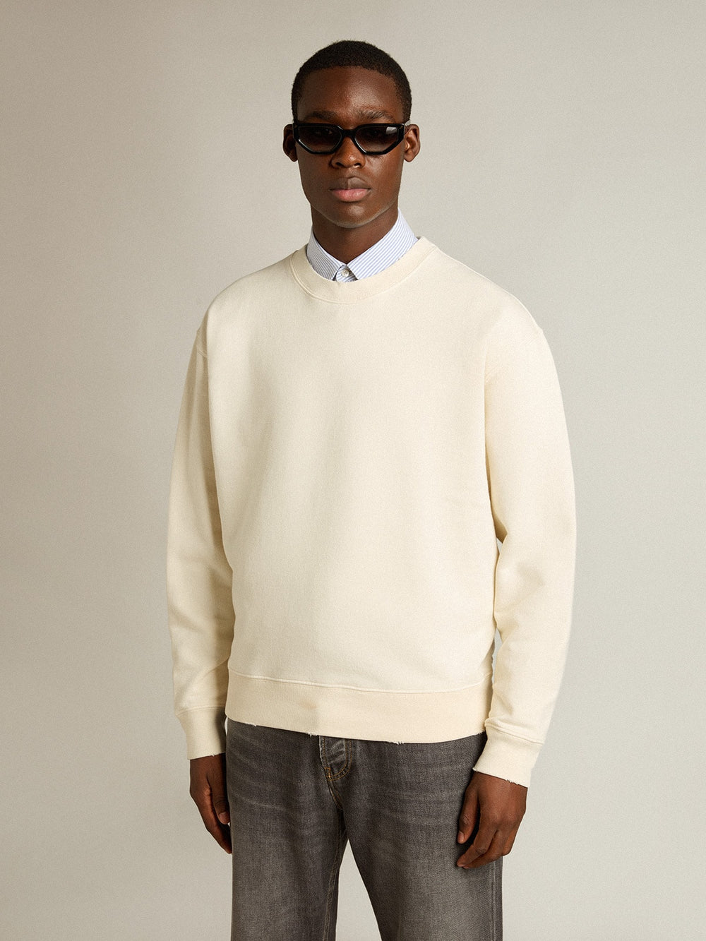 Sweatshirt in aged white with reverse logo on the back - Jersey Capsule