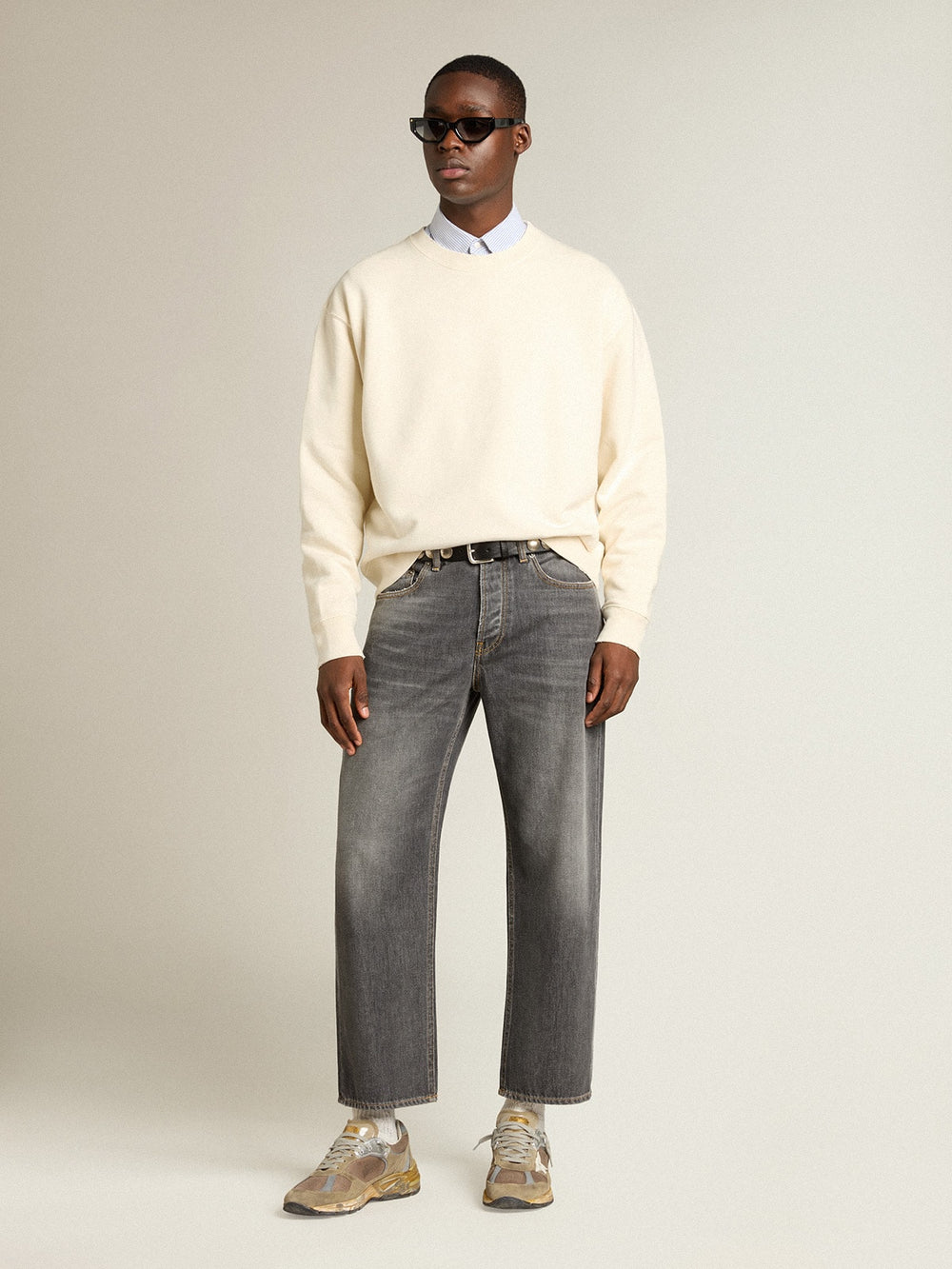 Sweatshirt in aged white with reverse logo on the back - Jersey Capsule