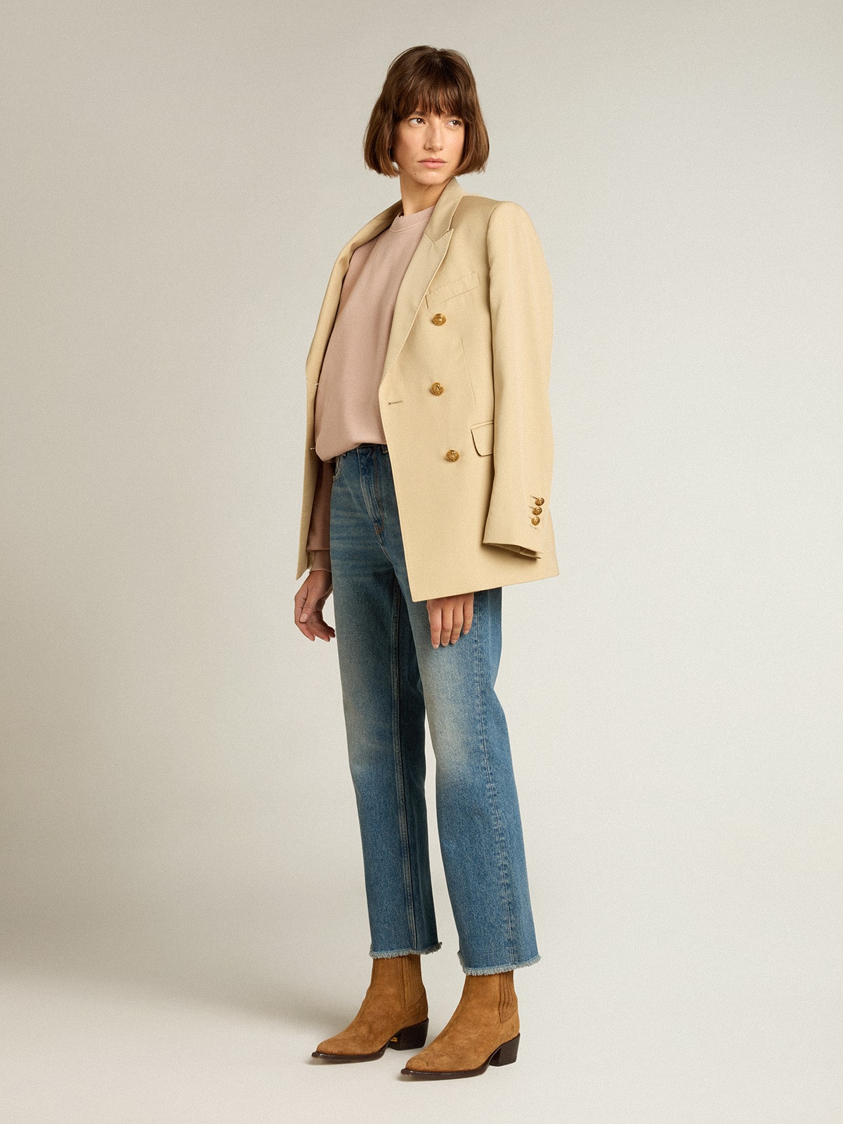 Powder-pink sweatshirt with reverse logo on the back - Jersey Capsule