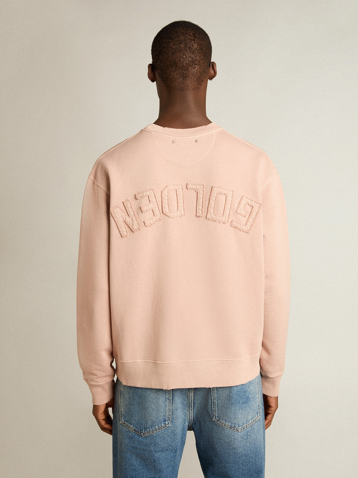 Powder-pink sweatshirt with reverse logo on the back - Jersey Capsule