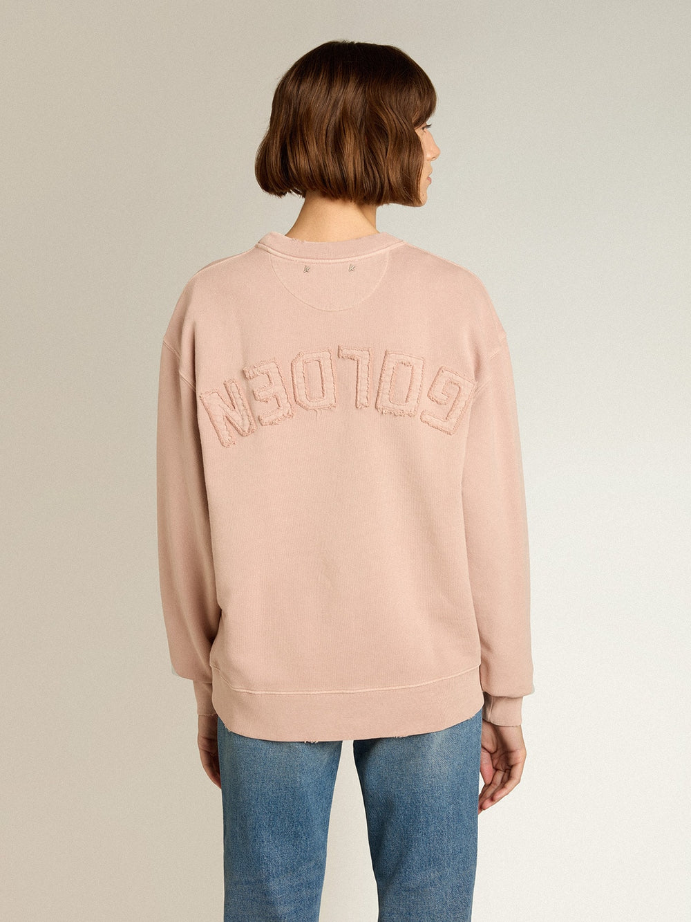 Powder-pink sweatshirt with reverse logo on the back - Jersey Capsule