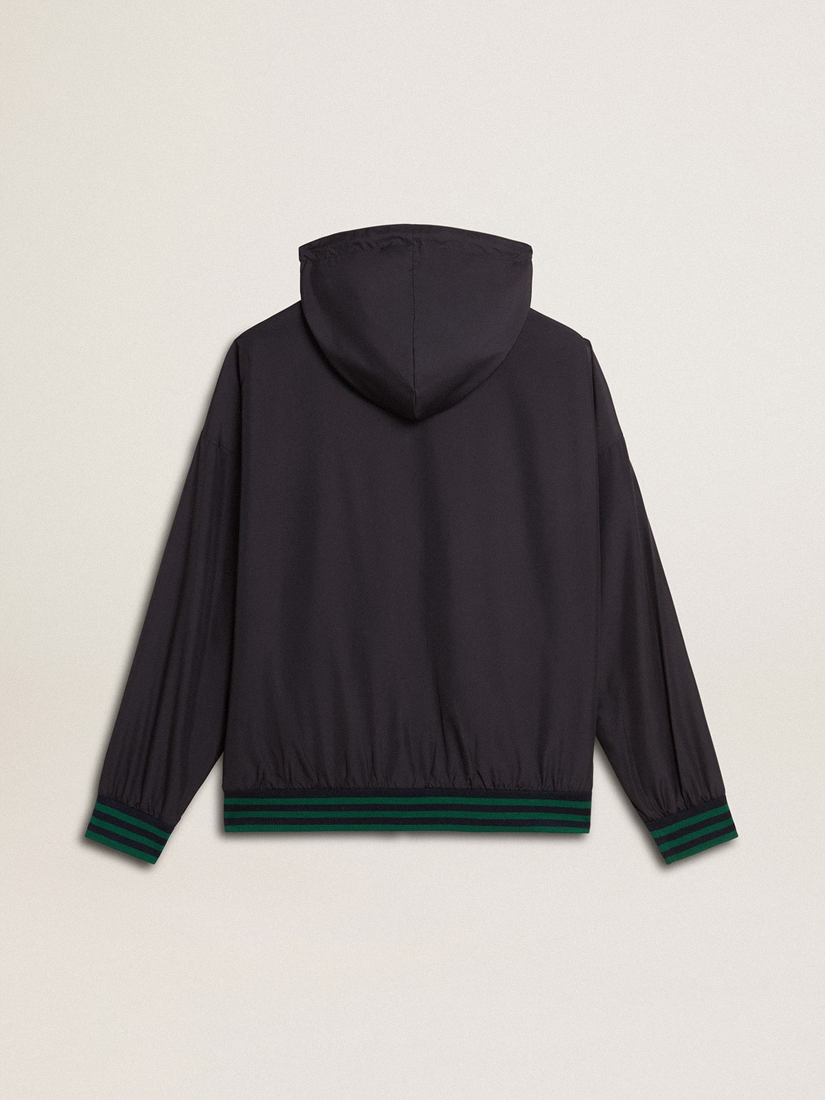 Men's green and blue reversible hooded sweatshirt