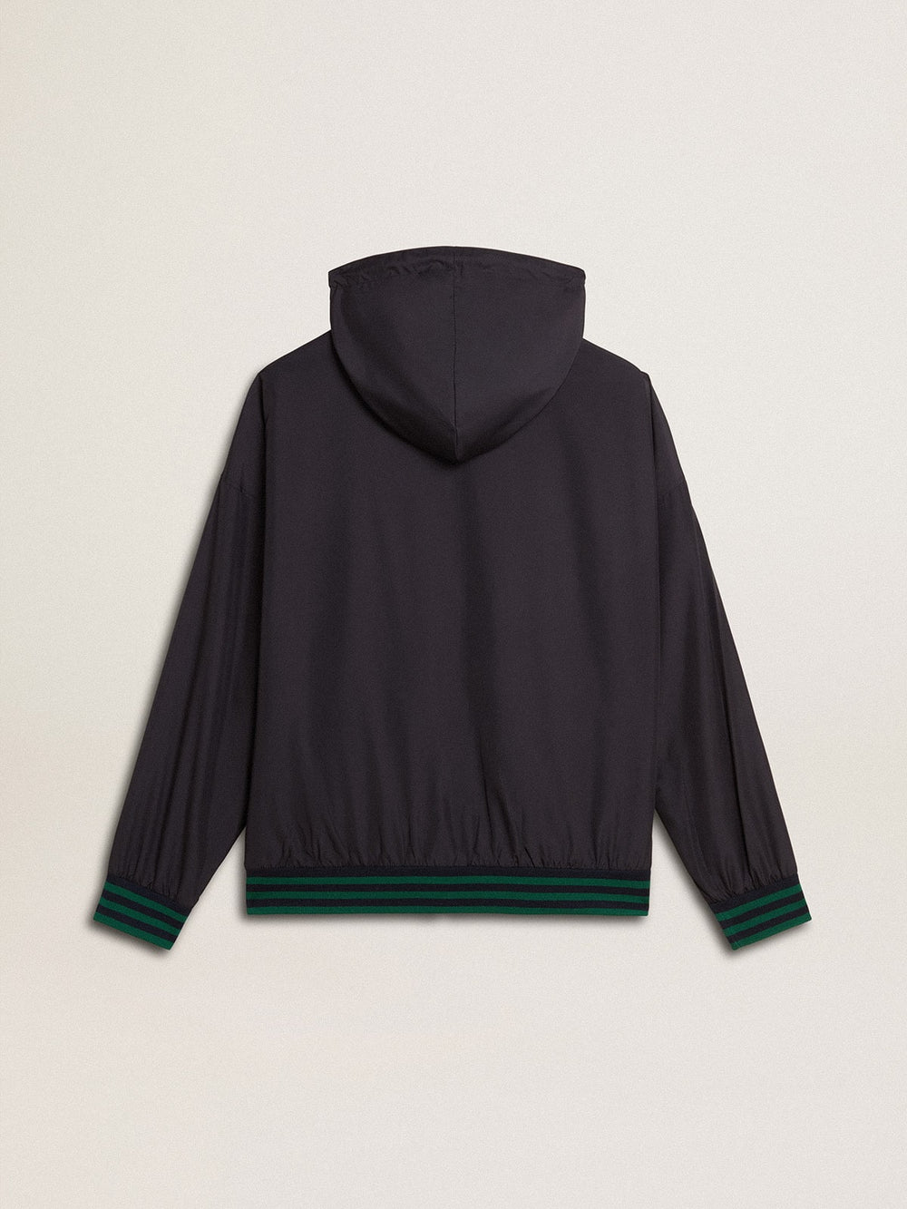 Men's green and blue reversible hooded sweatshirt