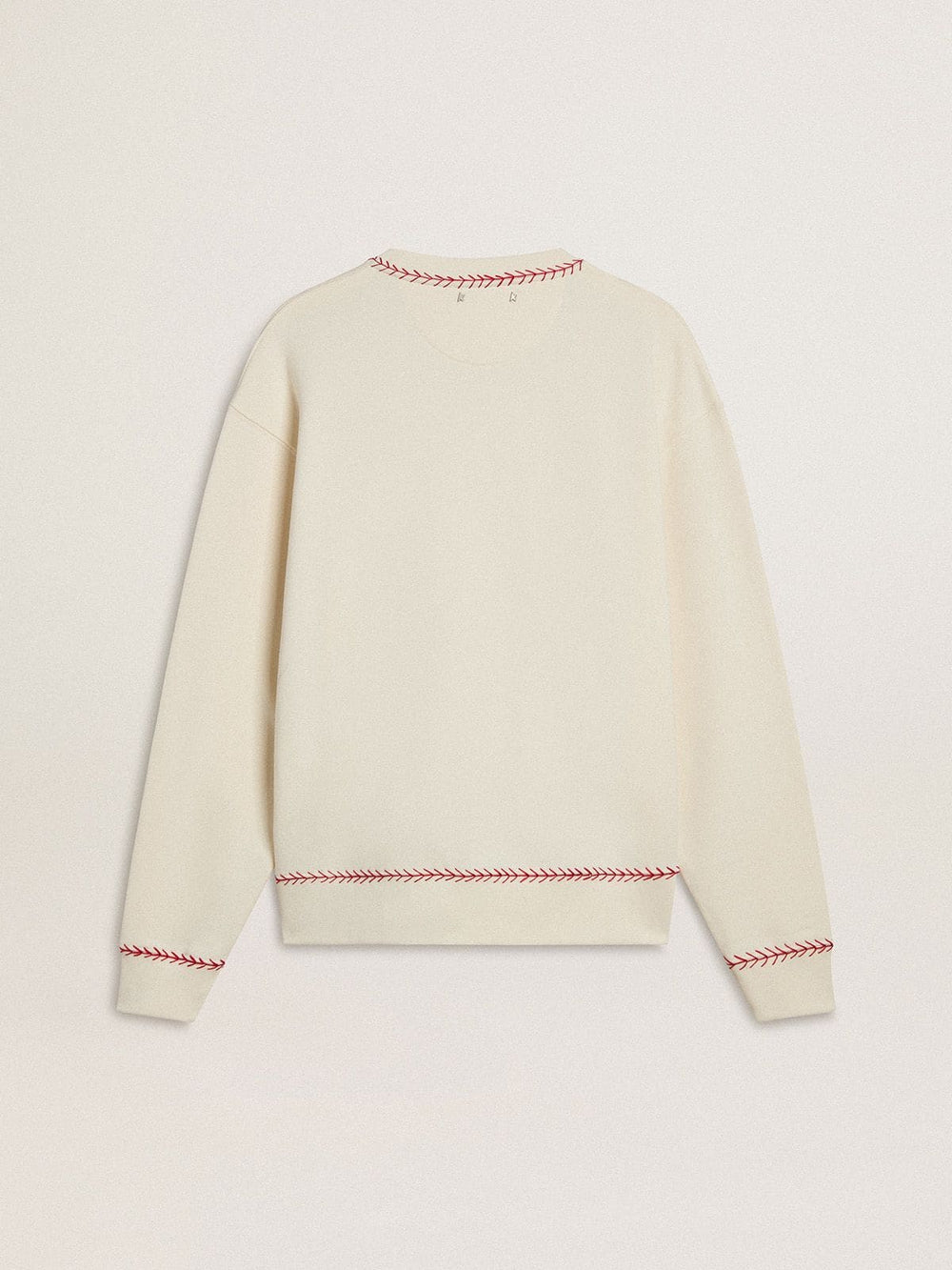 CNY sweatshirt in worn-white cotton with red embroidery