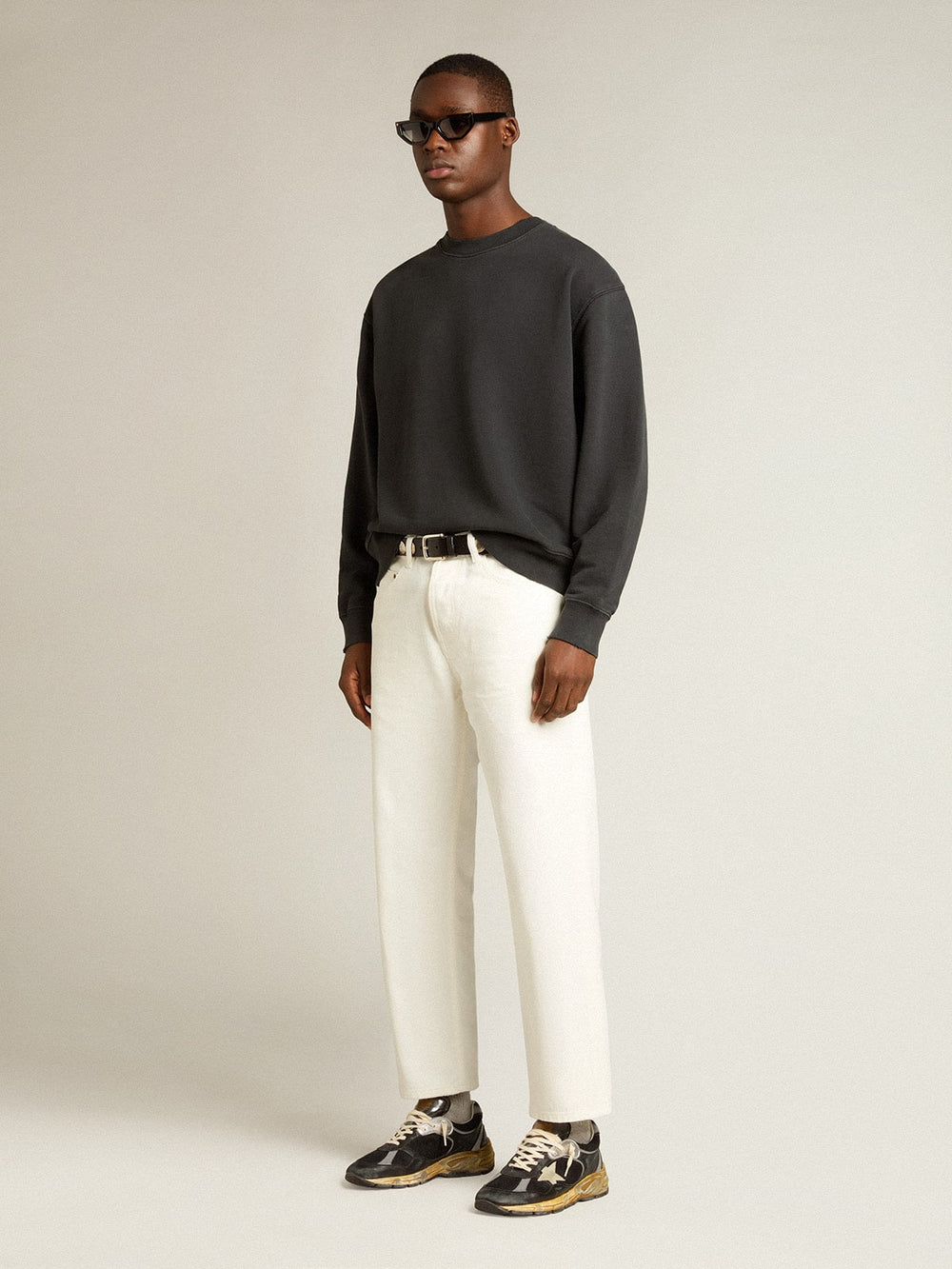 Sweatshirt in washed black with reverse logo on the back - Jersey Capsule