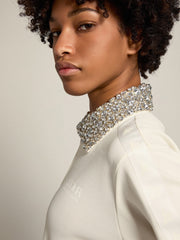 Papyrus white Denise Star Collection zipped sweatshirt with crystal collar