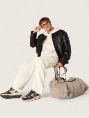 Star unisex hooded sweatshirt in white cotton with logo print